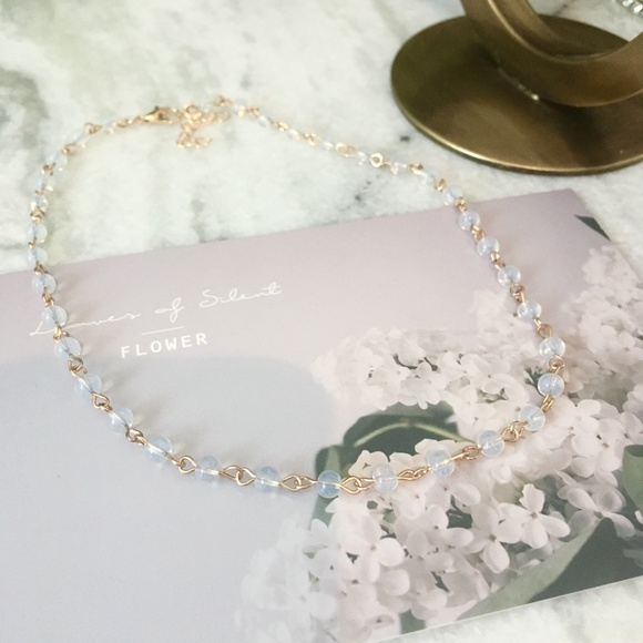 Blue Water Drop Transparent Beaded Choker Necklace - Picture 6 of 6